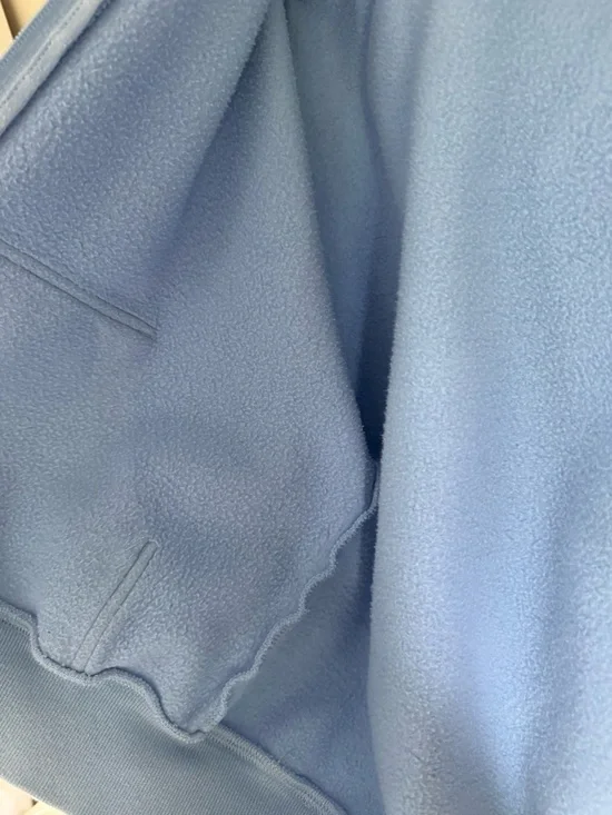 TNA Cozy Fleece Boyfriend Zip Up Hoodie Cropped Light Blue - Picture 11 of 14